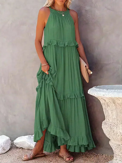 Emilia - Halterneck Ruffle Maxi Dress