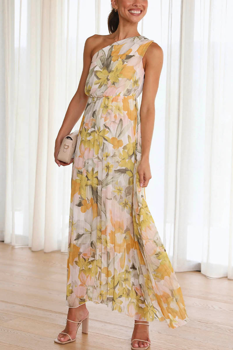 Caprice - Printed Off-Shoulder Dress