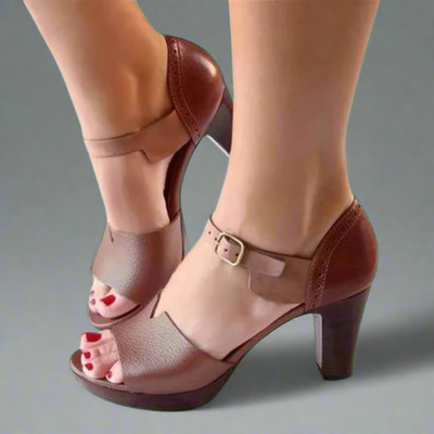 Katharina | Premium High-Heeled Sandals in Korean Style with Colour Block and Buckle