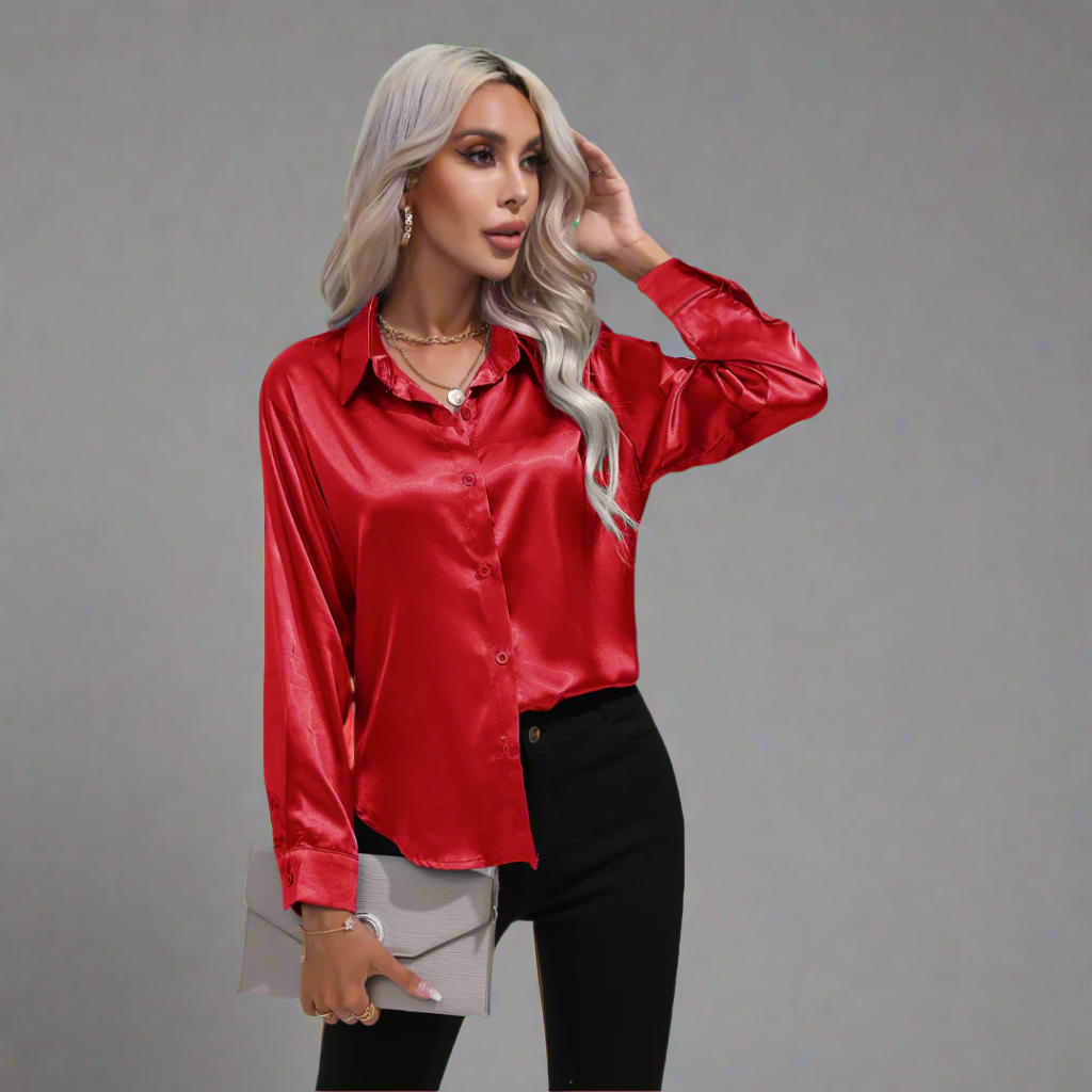 Xaveria | Premium Satin Blouse with Elegant Shine