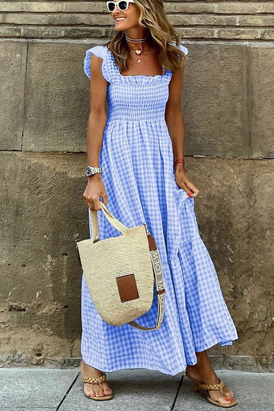 Odette - Elegant Check Summer Dress