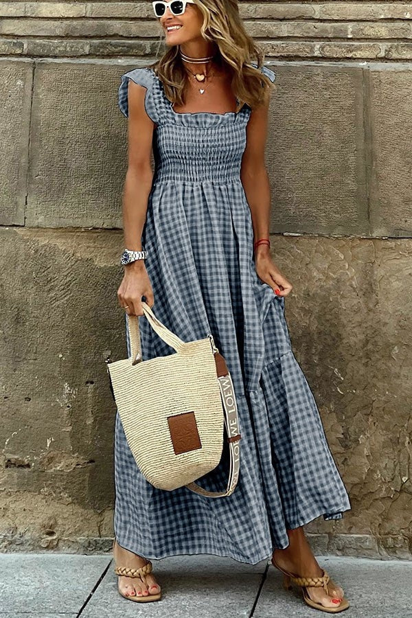 Odette - Elegant Check Summer Dress