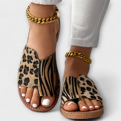 Chic Two-Toned Sliders with Leopard Print