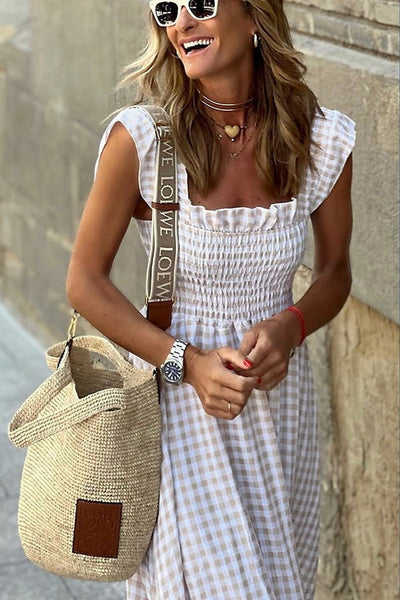Odette - Elegant Check Summer Dress