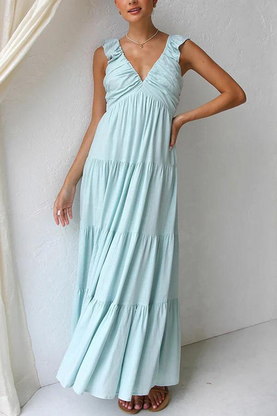 Janna - Elegant Long Dress with V-Neck