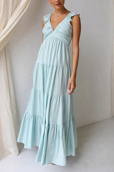 Janna - Elegant Long Dress with V-Neck