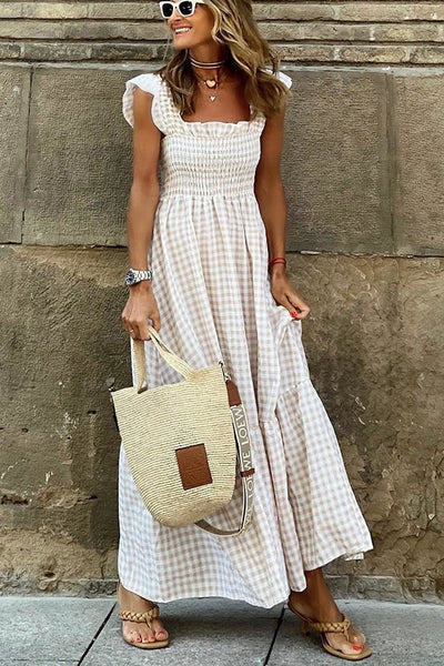 Odette - Elegant Check Summer Dress