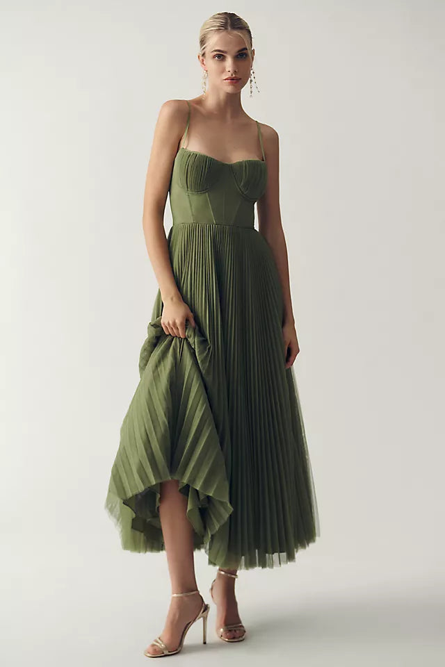Claire – Pleated tulle dress with asymmetric draping
