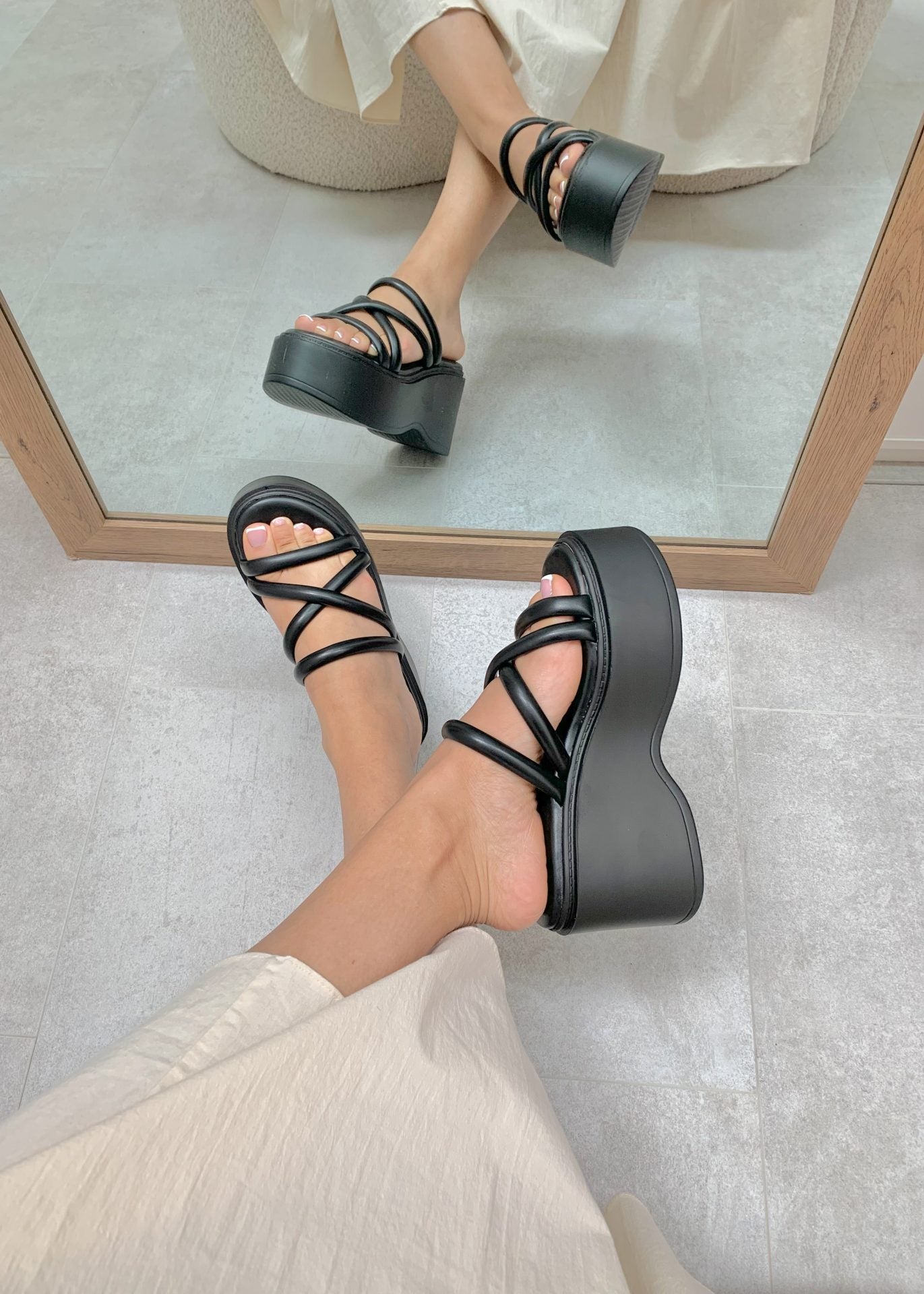 Nia™ | Stylish Wedge Slides with Straps