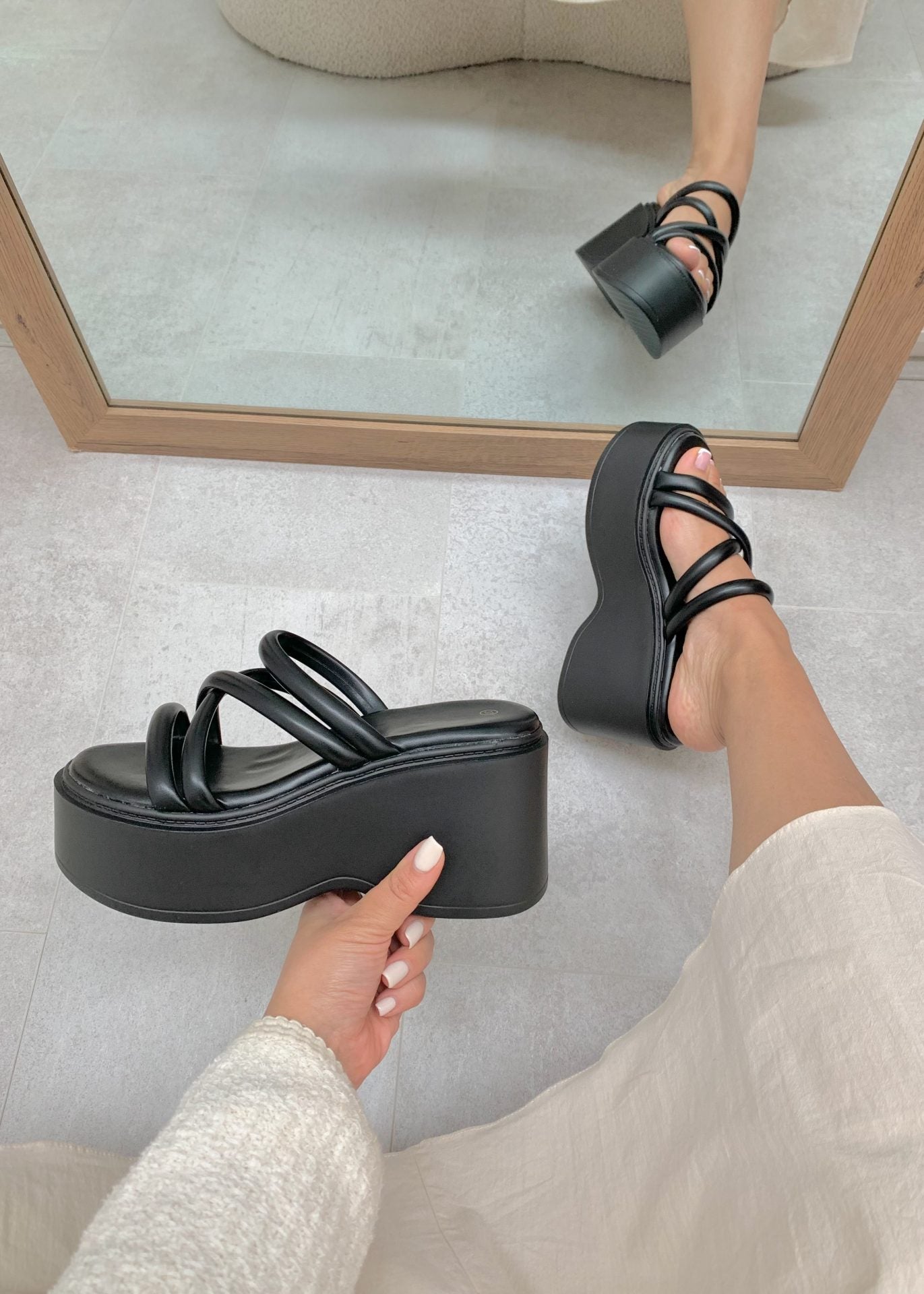 Nia™ | Stylish Wedge Slides with Straps