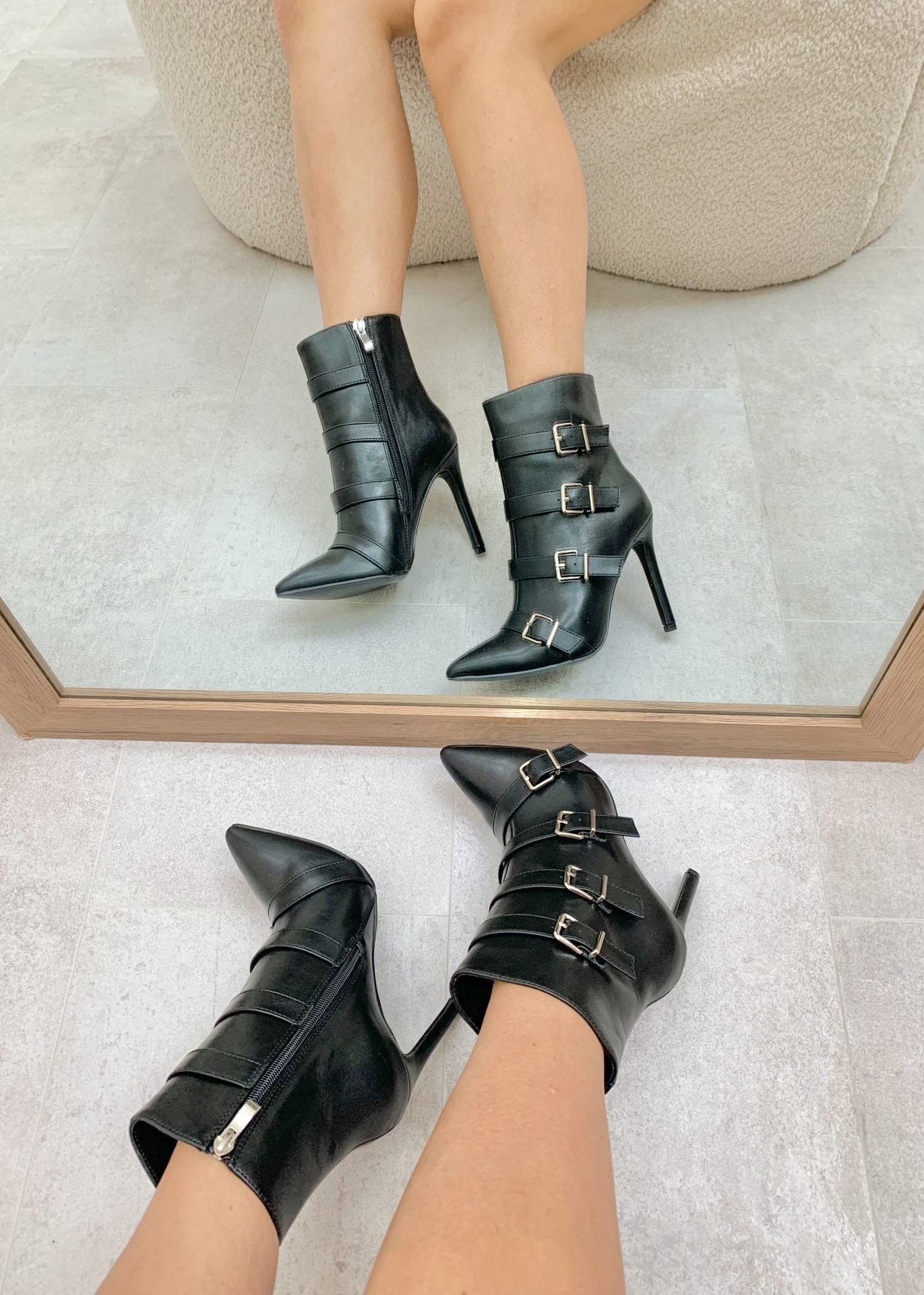 Elsie™ | Ankle Boots With Buckles And Pointed Heel