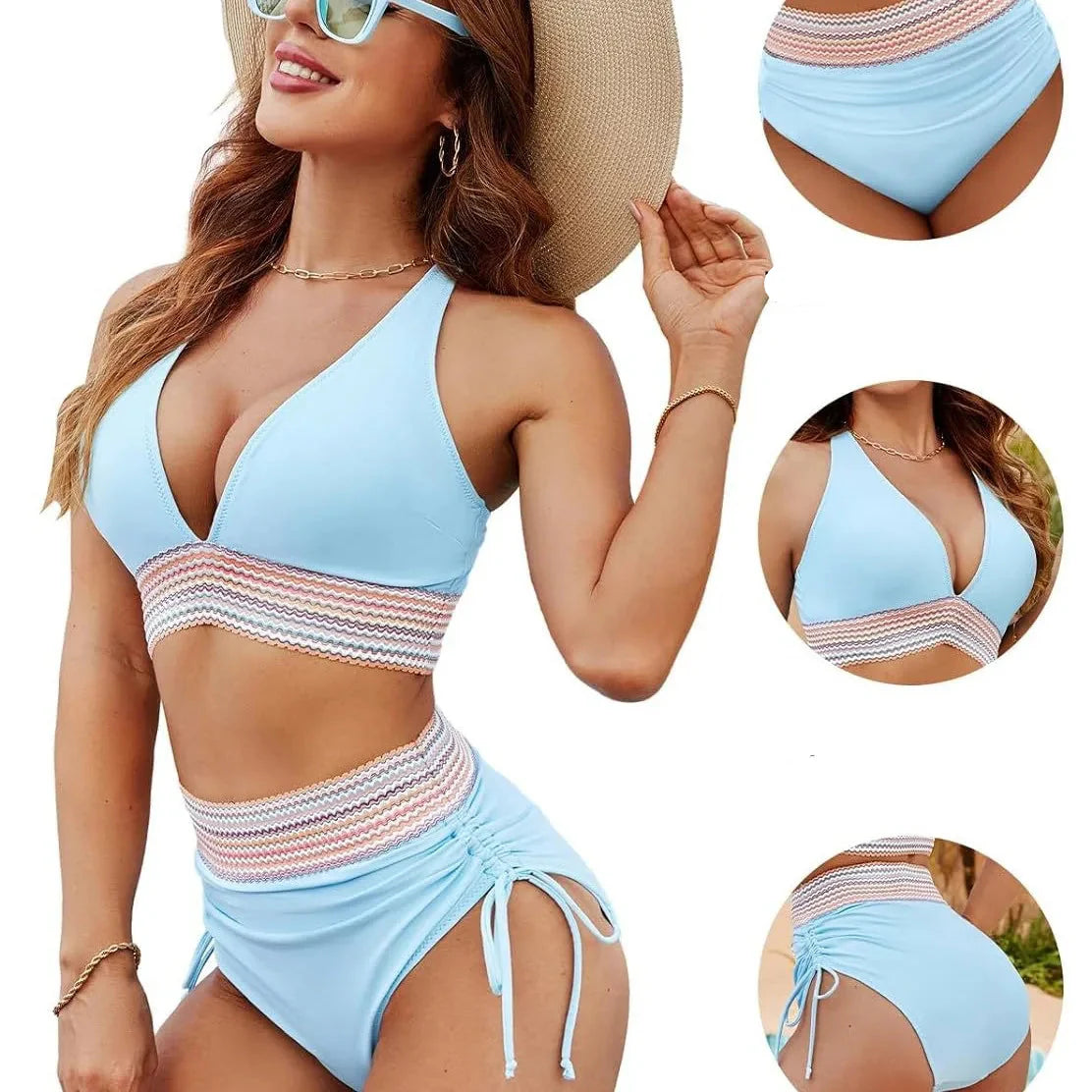 Seloura™ – Women's High-Waisted Bikini Set with Split