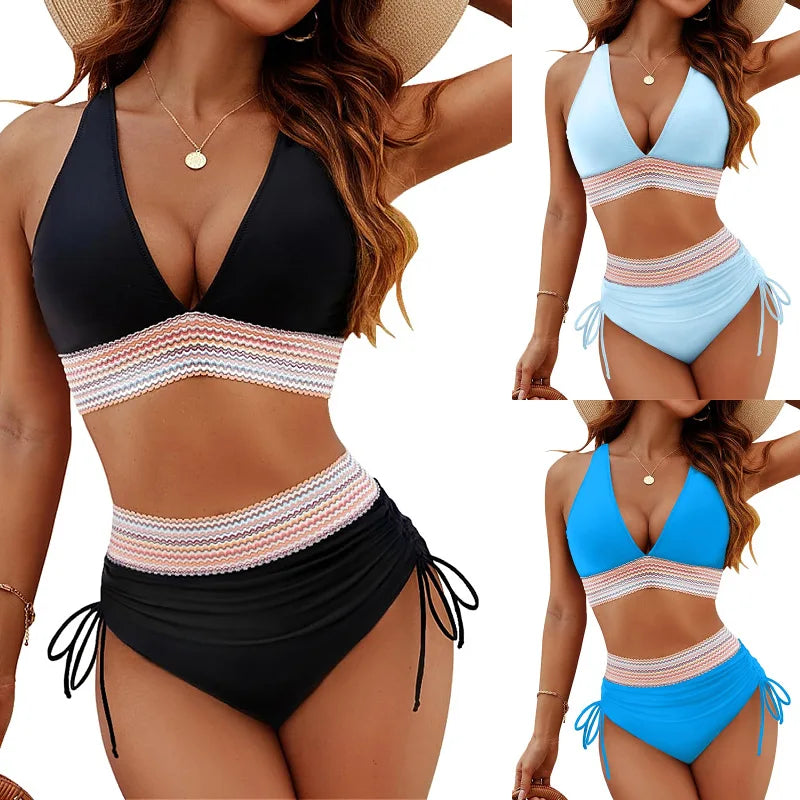 Seloura™ – Women's High-Waisted Bikini Set with Split