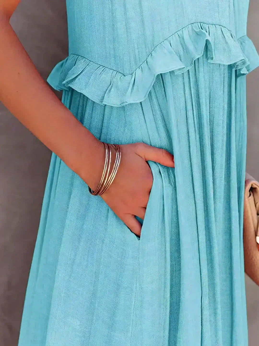 Emilia - Halterneck Ruffle Maxi Dress