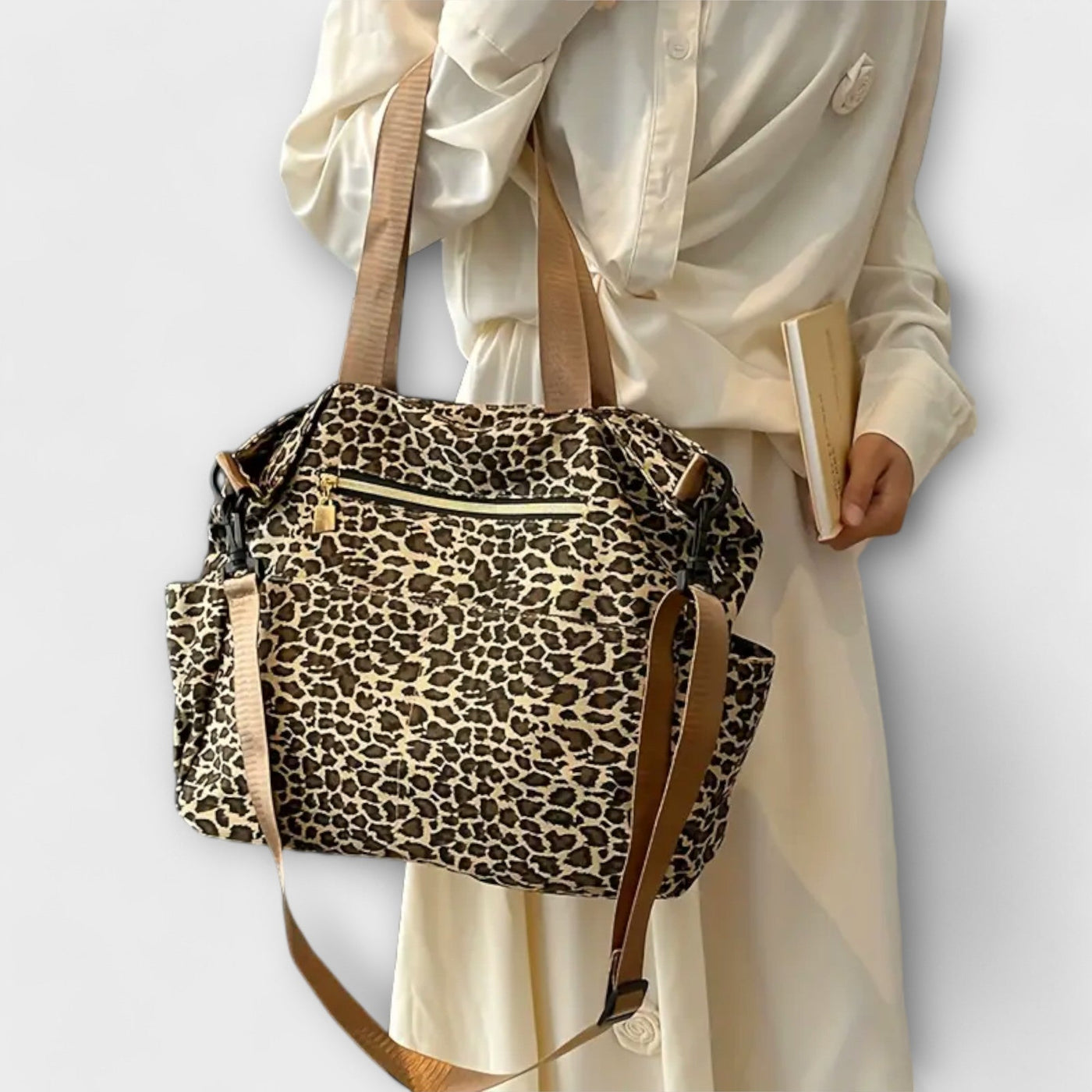 Idris - Leopard Print Canvas Crossbody Bag