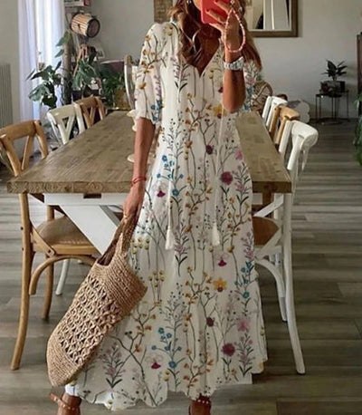 Sidsel - Elegant Boho Dress with Tummy Coverage